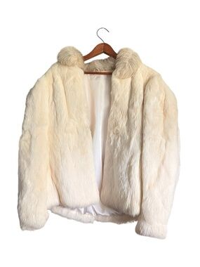 Vintage genuine white rabbit fur coat size medium